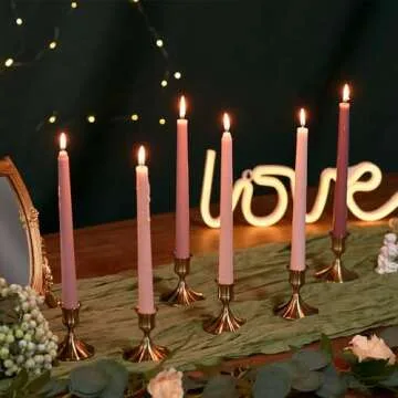 Willceka Gold Taper Candle Holder, Brass Candlestick Holders, Vintage Metal for Table Centerpieces Wedding Christmas Decor (Gold, 6 Pcs)