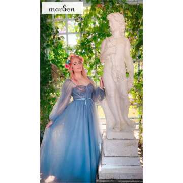 Elegant Plus Size Puffy Sleeve Black Prom Dress