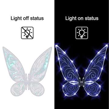 quescu Light up Fairy Wings for Adults,LED Butterfly Wings for Girls Women,Halloween Costume Dress U...