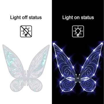 quescu Light up Fairy Wings for Adults,LED Butterfly Wings for Girls Women,Halloween Costume Dress U...