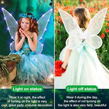 quescu Light up Fairy Wings for Adults,LED Butterfly Wings for Girls Women,Halloween Costume Dress Up, Gifts for Kids White