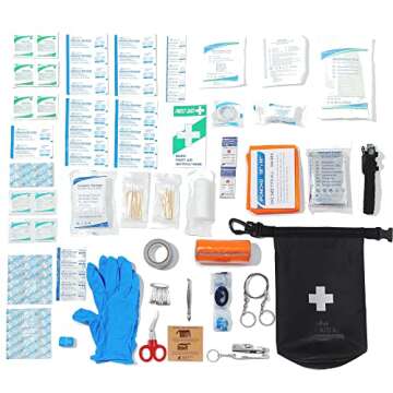 Breakwater Supply™ Waterproof Survival First Aid Kit, 101 Piece AFAK Emergency Supplies in Dry Bag, IFAK Trauma Kit Bug Out Bag for Camping, Hiking, Backpacking, Preppers with Splint (Stealth Black)