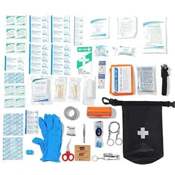 Breakwater Supply™ Waterproof Survival First Aid Kit, 101 Piece AFAK Emergency Supplies in Dry Bag, IFAK Trauma Kit Bug Out Bag for Camping, Hiking, Backpacking, Preppers with Splint (Stealth Black)