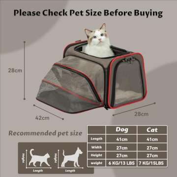 Petsfit Expandable Cat Carrier Dog Carriers,Airline Approved Soft-Sided Portable Pet Travel Washable...