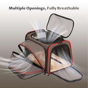 Petsfit Expandable Cat Carrier Dog Carriers,Airline Approved Soft-Sided Portable Pet Travel Washable Carrier for Kittens,Puppies,Removable Soft Plush mat and Pockets,Locking Safety Zippers