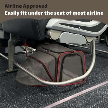 Petsfit Expandable Cat Carrier Dog Carriers,Airline Approved Soft-Sided Portable Pet Travel Washable Carrier for Kittens,Puppies,Removable Soft Plush mat and Pockets,Locking Safety Zippers