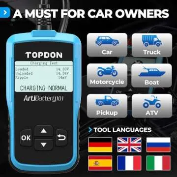 TOPDON AB101 Car Battery Tester for Automotive Charging Systems