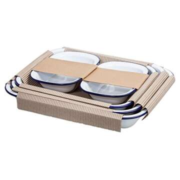 Falcon Enamelware White Bakeware Set (5 items) - Round Baking Pan, Oven Safe, Hand Wash Only, Includes 37cm, 34cm, 31cm Bake Pans & 20cm Pie Dishes