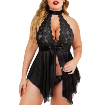 Avidlove Plus Size Lace Babydoll Womens Lingerie High Waist Chemise Sleepwear Wedding Nightwear