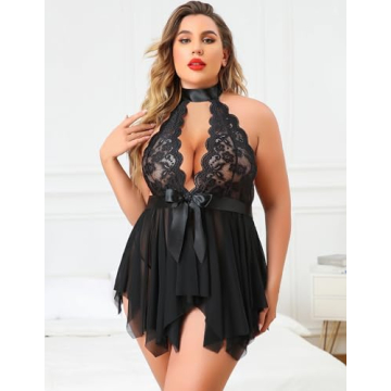 Avidlove Plus Size Lace Babydoll for Wedding Nightwear
