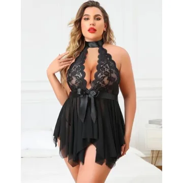 Avidlove Plus Size Lace Babydoll for Wedding Nightwear