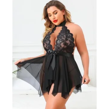 Avidlove Plus Size Lace Babydoll for Wedding Nightwear
