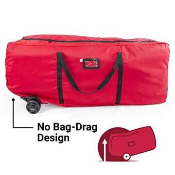 [Rolling Duffle Bag Tree Storage Bag] - Big Wheeled 9 Foot Christmas Tree Storage Bag for Artificial Trees up to 9 Feet Tall - Compression Straps to Secure Your Tree | EZ Roller by Santa's Bags