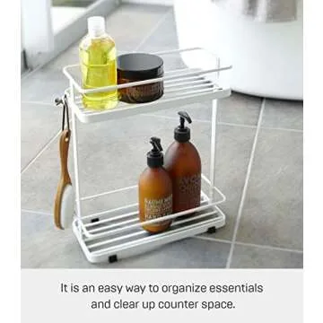 Yamazaki Home Tower Bath Rack - Bathroom Shower Storage Holder, Caddy Shelf Organizer - Small, 13" - Steel -