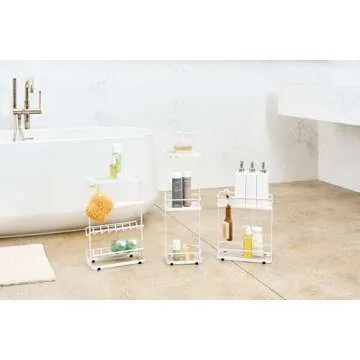Yamazaki Home Tower Bath Rack - Bathroom Shower Storage Holder, Caddy Shelf Organizer - Small, 13" - Steel -