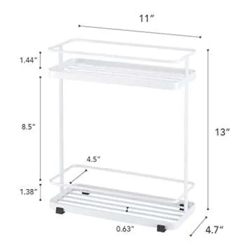 Yamazaki Home Tower Bath Rack - Bathroom Shower Storage Holder, Caddy Shelf Organizer - Small, 13" - Steel -