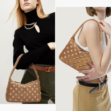 YFGBCX Suede Studded Shoulder Bag for Women