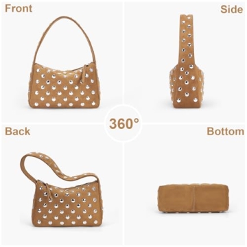 YFGBCX Suede Studded Shoulder Bag for Women