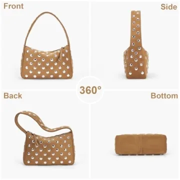 YFGBCX Suede Studded Shoulder Bag for Women
