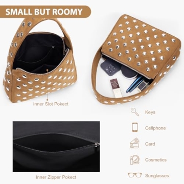 YFGBCX Suede Studded Shoulder Bag for Women