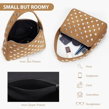 YFGBCX Suede Studded Shoulder Bag for Women