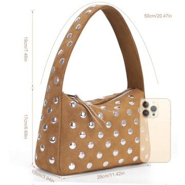YFGBCX Suede Studded Shoulder Bag for Women