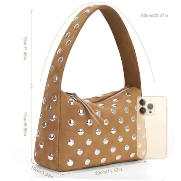 YFGBCX Suede Studded Shoulder Bag for Women