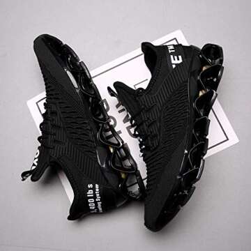 Chopben Men's Running Shoes Blade Non Slip Fashion Sneakers Breathable Mesh Soft Sole Casual Athletic Lightweight Walking Shoes(8.5,Full Black)