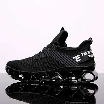 Chopben Men's Running Shoes Blade Non Slip Fashion Sneakers Breathable Mesh Soft Sole Casual Athletic Lightweight Walking Shoes(8.5,Full Black)