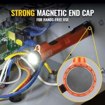 Klein Tools 56040 Magnetic LED Flashlight, 350 Lumen Rechargeable Flashlight, Twist Focus, Laser Pointer, Hands-Free, USB Charging Cable, for Work and Outdoor