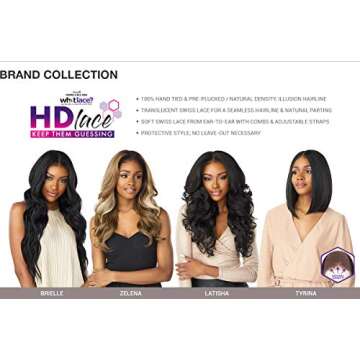 Sensationnel What lace 13x6 Wigs - zelena lacefrontal hand tied glueless synthetic with natural dens...