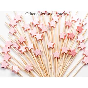 Cocktail Picks 100 Counts Handmade Sticks Wooden Toothpicks Cocktail Sticks Party Supplies - Matt Gold Star