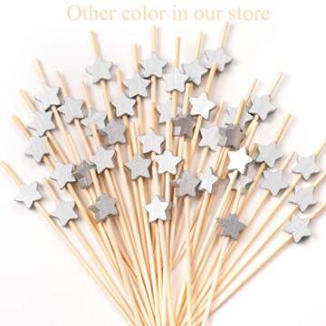 Cocktail Picks 100 Counts Handmade Sticks Wooden Toothpicks Cocktail Sticks Party Supplies - Matt Gold Star