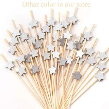 Cocktail Picks 100 Counts Handmade Sticks Wooden Toothpicks Cocktail Sticks Party Supplies - Matt Gold Star