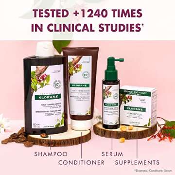 Klorane - Strengthening Shampoo - with Quinine & Edelweiss For Thinning Hair - Support Thicker Hair - Silicone, Paraben & Sulfate Free - 13.5 fl. oz.