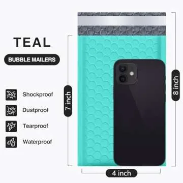 UCGOU Bubble Mailers 4x7 Inch Teal 50 Pack Poly Padded Envelopes Small Business Mailing Packages Opa...