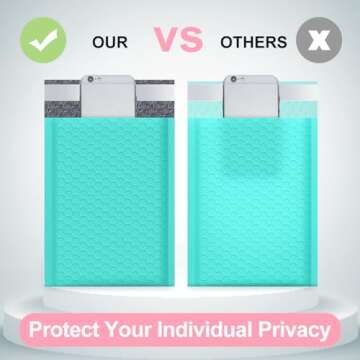 UCGOU Bubble Mailers 4x7 Inch Teal 50 Pack Poly Padded Envelopes Small Business Mailing Packages Opaque Self Seal Adhesive Waterproof Boutique Shipping Bags for Jewelry Makeup Supplies #000