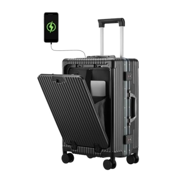 CAARANY 20inch Carry-On Luggage with USB Port and TSA Lock