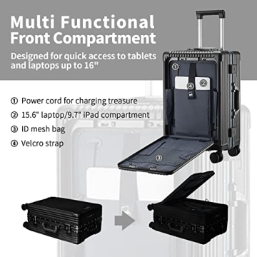 CAARANY 20inch Carry-On Luggage with USB Port and TSA Lock