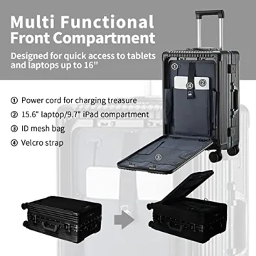 CAARANY 20inch Carry-On Luggage with USB Port and TSA Lock