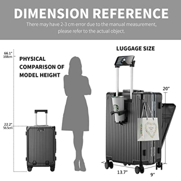 CAARANY 20inch Carry-On Luggage with USB Port and TSA Lock