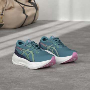 ASICS Women's Gel-Kayano 30 Running Shoes, 7.5, GRIS Blue/Lime Green