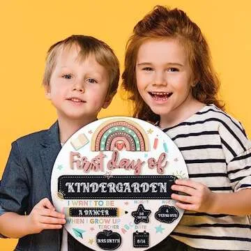 Thyle Back to School Sign 3D Round Wooden First and Last Day of School Board Reusable Rainbow Double Sided Erasable Boho 1st Day of School Board Sign for Preschool Kindergarten Primary School