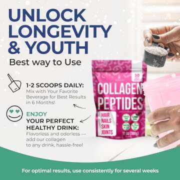 InstaSkincare Collagen Peptides Powder for Women Hydrolyzed Collagen Supplements Types I - III Non-GMO Grass-Fed Gluten-Free Kosher Pareve Unflavored Easy to Mix Healhty Hair Skin Joints 10.58 Oz