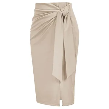 Elegant High Waist Bow Tie Pencil Skirt for Women