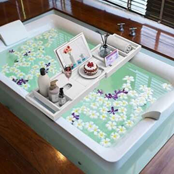 Zhuoyue Bamboo Bathtub Tray, Expandable Premium Bath Tray for Luxury Bathroom, Adjustable Bath Acces...