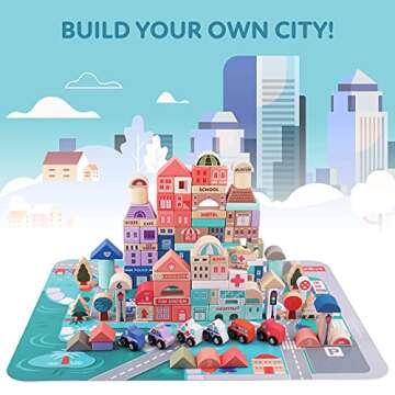 Jaytrue 115pc Montessori Wooden Building Block Set for Kids & Toddlers - Fun & Educational