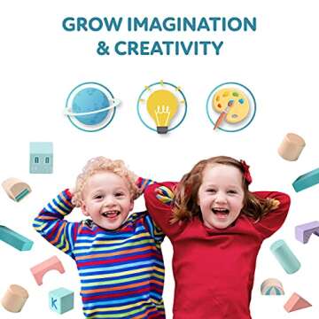 Jaytrue 115pc Montessori Wooden Building Block Set for Kids & Toddlers - Fun & Educational