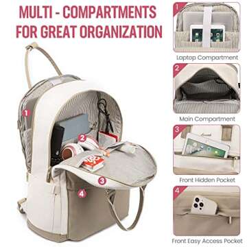 LOVEVOOK Laptop Backpack for Women, 17.3 Inch Laptop Bag with USB Port Fashion Waterproof Backpacks ...