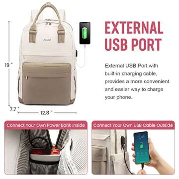 Stylish LOVEVOOK Waterproof Laptop Backpack for Women